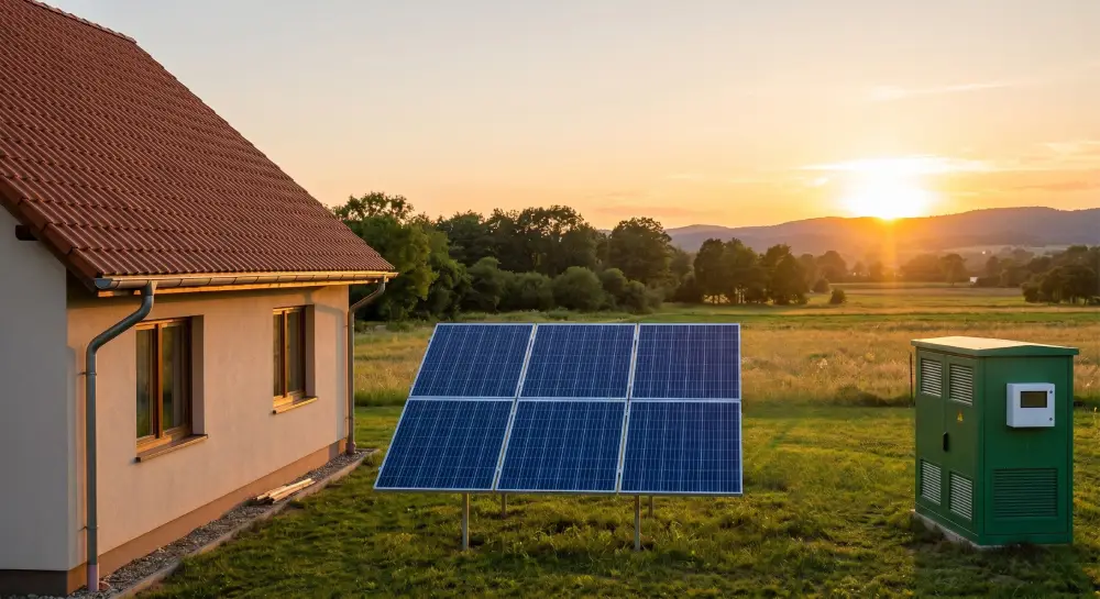 Instalação de arranjo solar e banco de baterias estacionárias em armário técnico ventilado